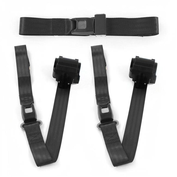 Geared2Golf Standard 2 Point Black Retractable Bench Seat Belt Kit for 1967-1979 Ford Truck - 3 Belts GE1347155 - main